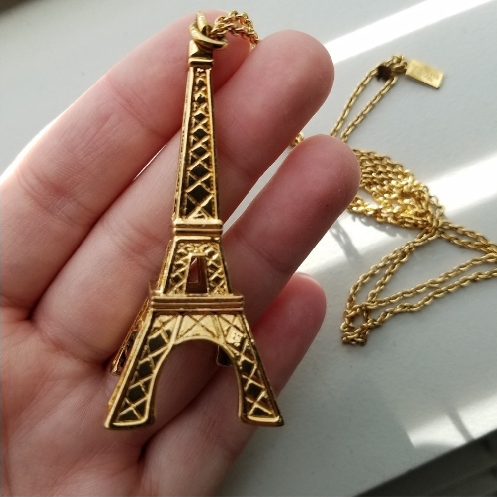 Kate Spade Parisian Lights Eiffel Tower Necklace 14k Gold plated 30” - Picture 6 of 11